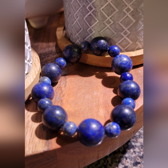 Gemstone Lapiz stretch bracelet - Picture 3 of 9